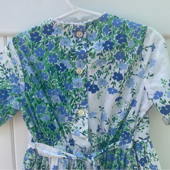 VINTAGE 70s BLUE GREEN FLORAL PRINT GRAPHIC DRESS SIZE 3T - Picture 5 of 6